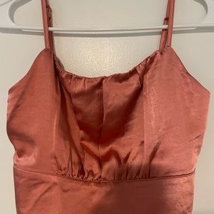 Lulus coral satin blouse crop top